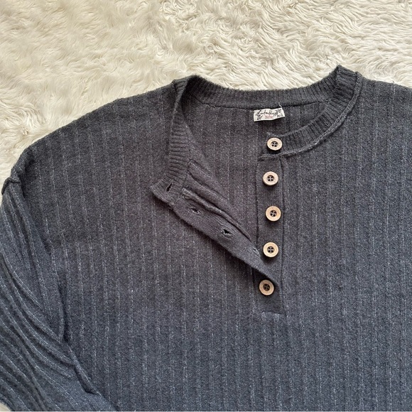 Free People Sweater Around The Clock Pullover Ribbed Charcoal Gray XS - Picture 6 of 11